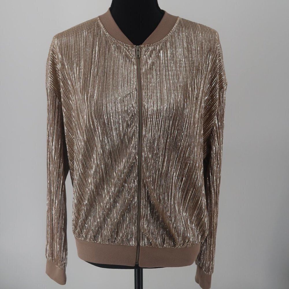 Zara Women's Gold Full Zip Jacket Size Medium